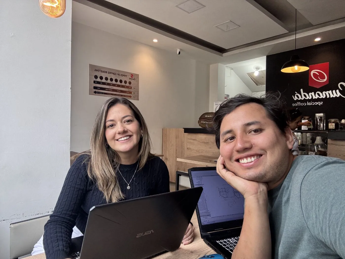 David y Noe trabajando en un café — Anthara